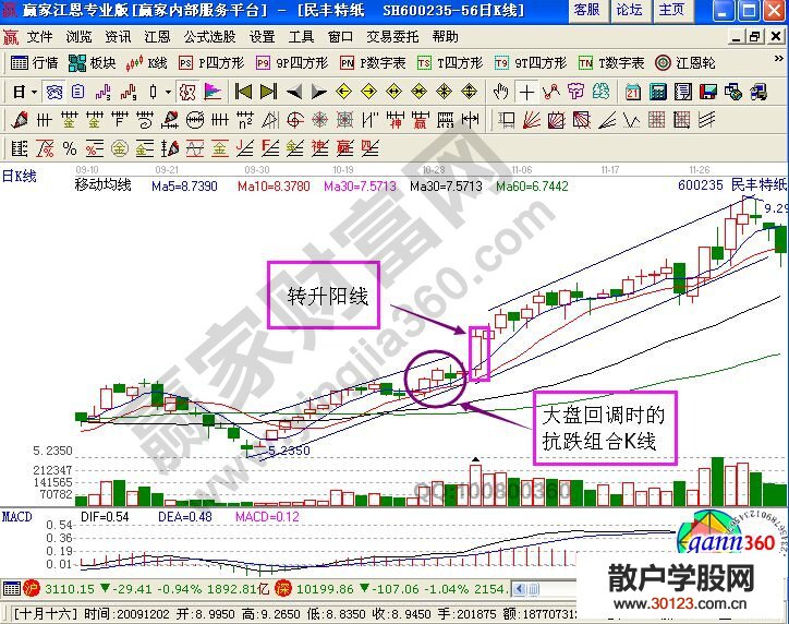 【股票入门】皖通高速与民丰特纸的K线图解对比解析